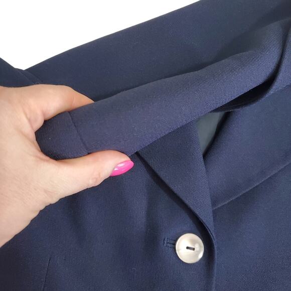 Kasper A.S.L | Vintage Navy Blue Button Front Single Breasted Blazer - Picture 4 of 10